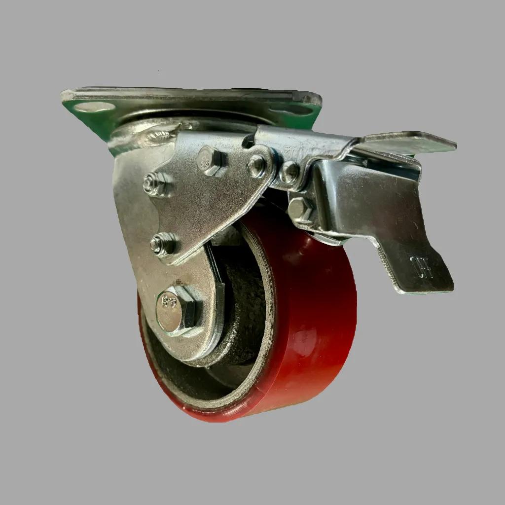 4 inch 4x2 polyurethane brake caster